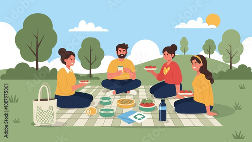 Group of People Having a Picnic.
