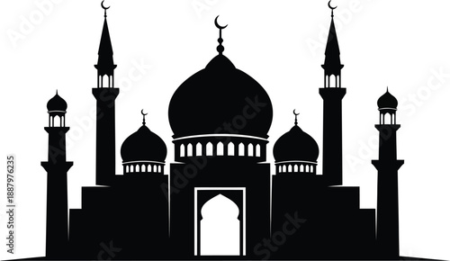Ramadan mubarak mosque silhouette .