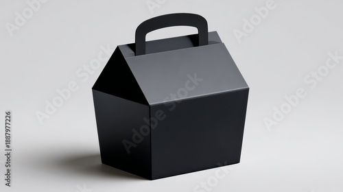 Wallpaper Mural A black cardboard box with a handle sits on a white background. The box is square in shape and has a handle on top Torontodigital.ca