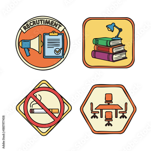 A curated collection of essential business and workplace icons for professional communication and design projects