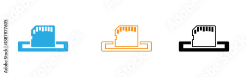 Sim card icons in blue orange and black