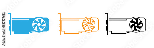 Computer graphics card icons in different colors