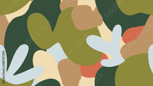 Abstract Camouflage Pattern with Various Shapes.