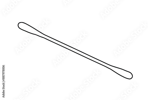 Simple line drawing of a cotton swab with rounded tips on both ends, set against a plain white background, conveying minimalism and cleanliness.