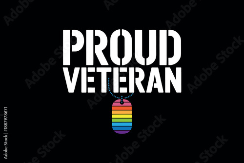 Proud veteran illustration holding lgbtq gay pride flag with army dog tag and military badge SVG Cutting T shirt Design