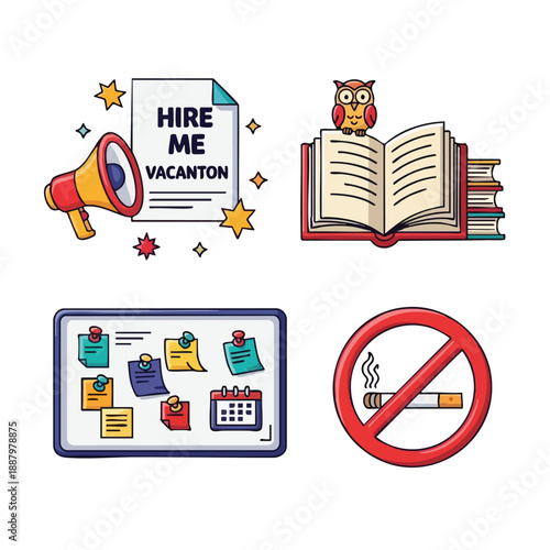 Various vector illustrations of daily life concepts on a white background for informational graphics and web design elements