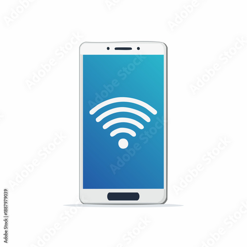 Smartphone Screen Displaying Wifi Signal Vector Illustration