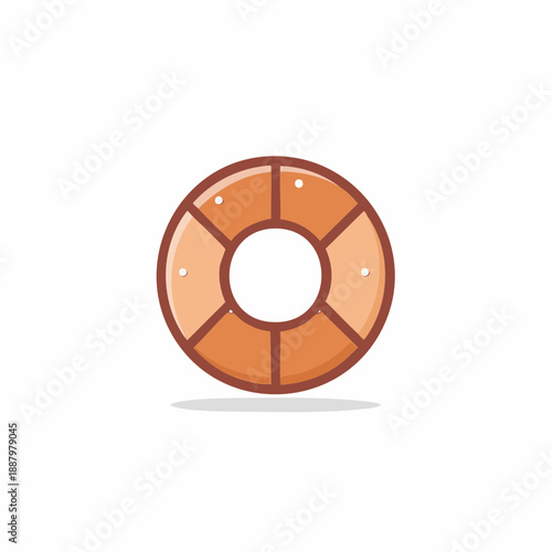 Cartoon life preserver illustration with shadow. Coastal safety concept.