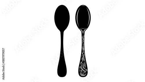 silver spoon symbol,b lack isolated silhouette
