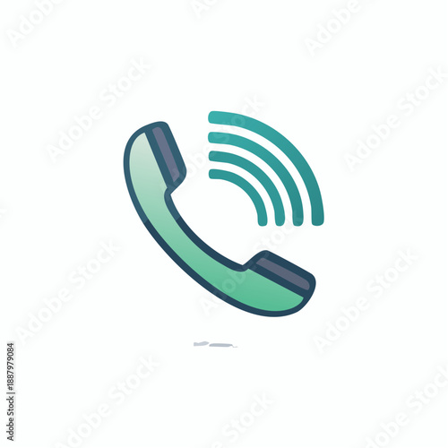 Cartoon illustration of a ringing telephone handset with sound waves, vector graphic