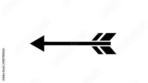 Vector illustration of a simple black arrow pointing left, on transparent background