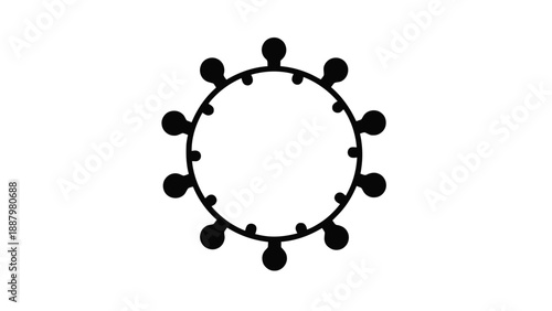Vector illustration of a circular shape with spherical nodes, on transparent background