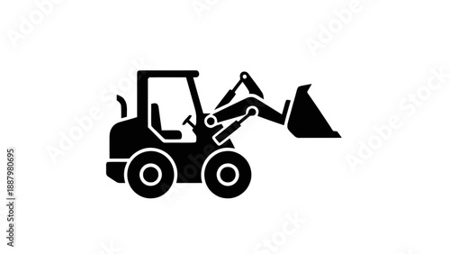 Vector illustration of a compact wheel loader, an essential earthmoving construction machinery, on transparent background