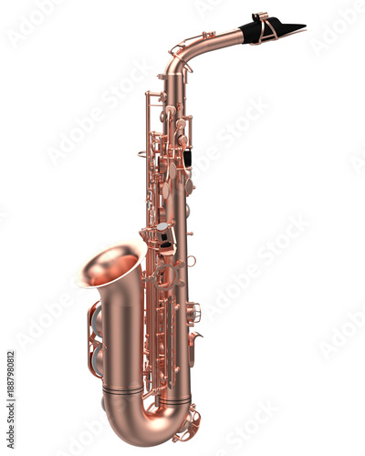 Golden tenor saxophone isolated realistic 3d render musical instrument asset high resolution transparent png photo