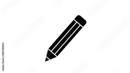 Vector illustration of a simple, black pencil graphic icon on transparent background for design assets