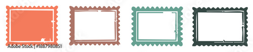 Vintage postage stamp frames set with wave borders