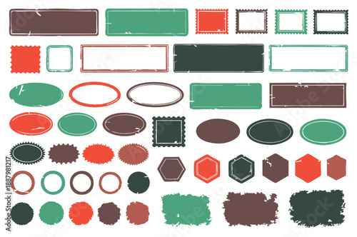 Retro textured frames, borders, labels, and geometric shapes kit