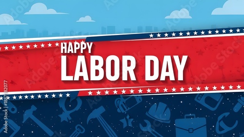 Happy labor day celebration Background with patriotic colours and text