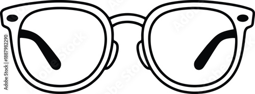 Simple drawing of a pair of eyeglasses black outline silhouette