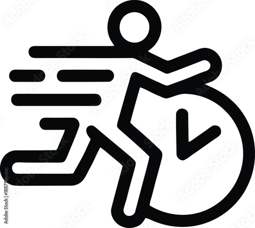 Person running with a broken clock representing time constraints silhouette