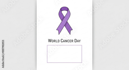 Purple ribbon symbol for world cancer day awareness campaign