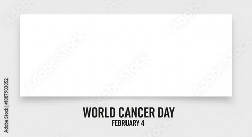 World cancer day awareness template with blank white rectangle on gray background