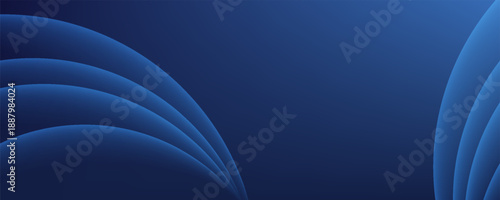 Abstract blue glowing geometric lines on dark blue background. Modern shiny blue circle lines pattern