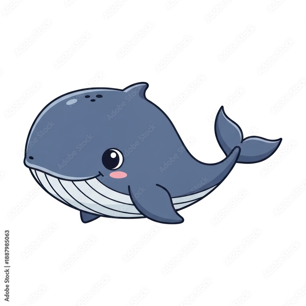 Obraz premium Cute cartoon whale character.