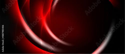 Abstract red design. Swirling shapes create dynamic, modern visual. Dark background emphasizes bright curves, smooth gradients.