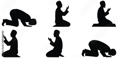 Prayer Silhouette: A minimalist silhouette collection illustrates a sequence of spiritual gestures, capturing moments of deep reflection and devotion.
