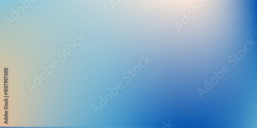 Abstract seaside. Ocean landscape vector texture. Aesthetic blue and beige gradient background. Blurred sea wave pattern. Sun, clouds, rays. Ocean breeze wide banner