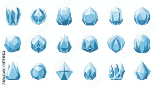 Collection of Blue Crystal Shapes and Jewels.