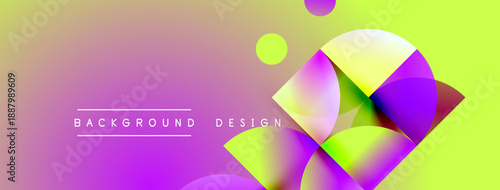 Abstract vibrant background. Overlapping circles create dynamic visual effect. Gradient colors blend smoothly, modern design elements present.