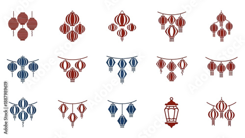 Collection of colorful chandelier designs and ornaments.
