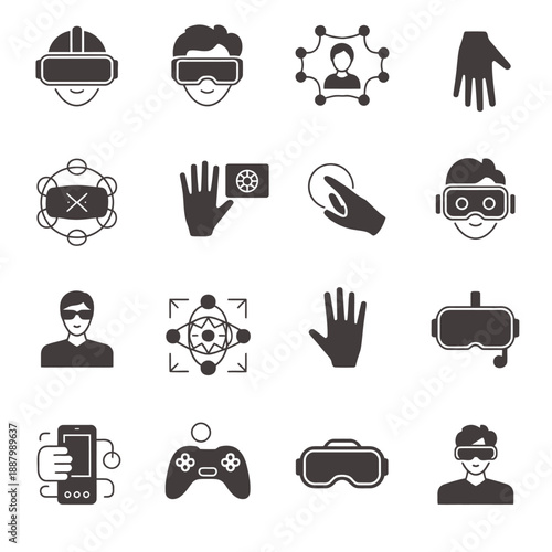 Virtual Reality and Gaming Technology Icons