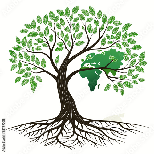 Earth enveloped by a tree