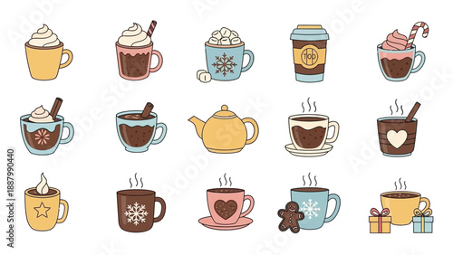 Collection of Various Coffee and Tea Cups.