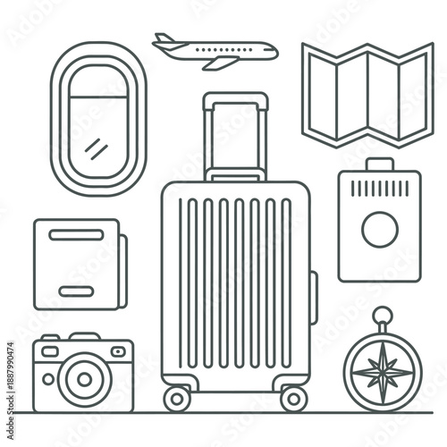 Global Travel and Tourism Equipment Icons