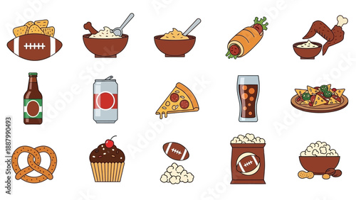 Collection of Various Food and Drink Items.