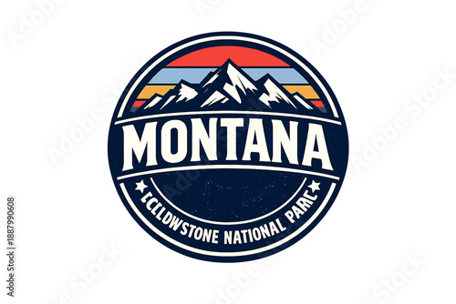 Vintage Montana Yellowstone National Park Mountain Badge Design