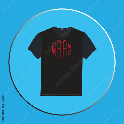 Inspirational t-shirt illustration with circular red "armor" typography on blue background, minimal clothing design.