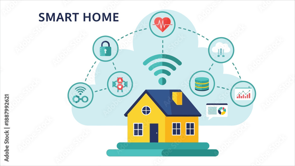 Fototapeta premium Smart home technology concept vector illustration.eps