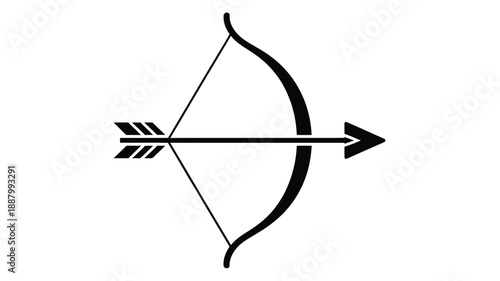 Black bow and arrow icon for hunting or archery sports