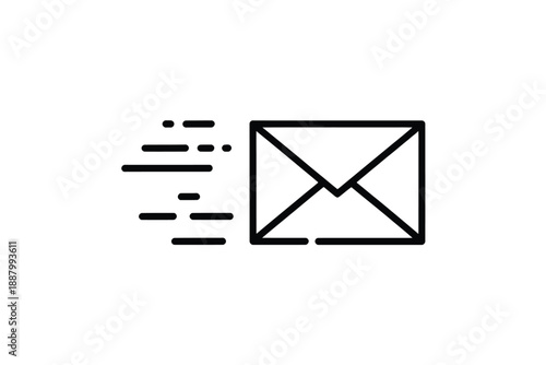 Simple black icon of an email message being sent
