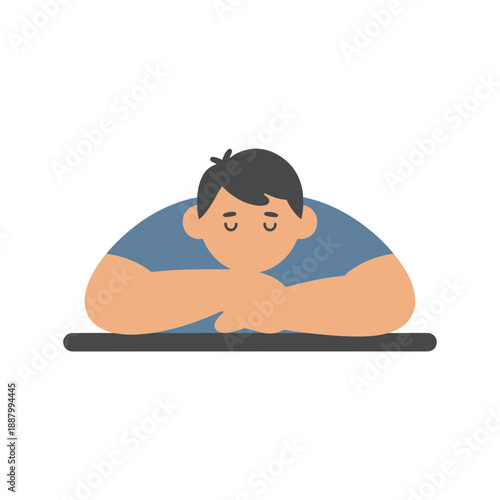 Tired Person Resting Head on Desk Vector Illustration