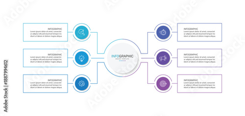 Vector infographic label design with circle infographic template design and 6 options or steps.