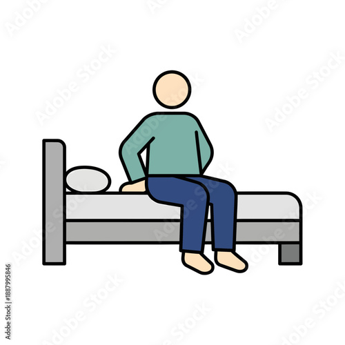 Person Sitting on Edge of Bed Flat Icon