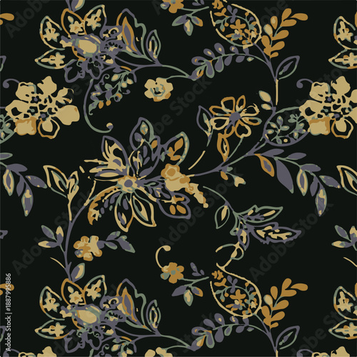 Big flowers pattern, upscale floral pattern. graphical textures floral, trendy colors pattern , flowers background with leaves. vector illustration.