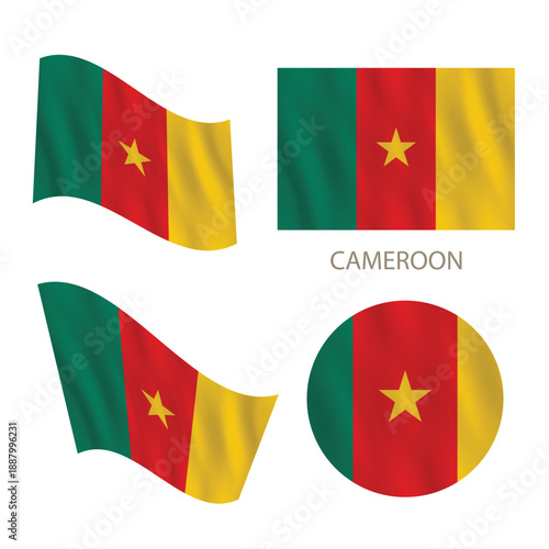 Cameroon flag illustration in various shapes and forms showcasing national pride and identity