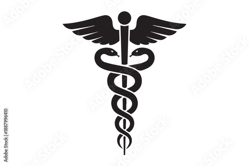 Caduceus Medical Symbol Icon: Traditional Pharmacy, Healthcare, and Physician Emblem